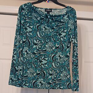 #276 3/$18 - Liz Claiborne Green/Black Long Sleeve Top Size S